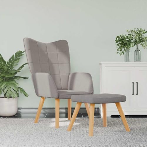 YITHOPI Relaxsessel mit Hocker Taupe Stoff Wohnzimmerstuhl Wartezimmerstuhl für Küche Hotel YITHOPI Relaxsessel mit Hocker Taupe Stoff Wohnzimmerstuhl Wartezimmerstuhl für Küche Hotel von YITHOPI