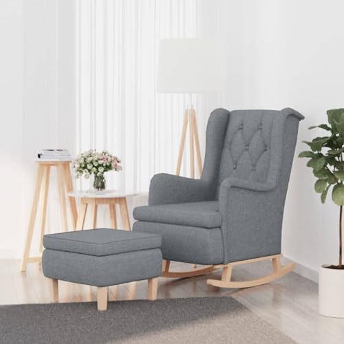 YITHOPI Schaukelsessel mit Hocker Hellgrau Stoff Wohnzimmerstuhl Stuhl für Wohnzimmer Küche von YITHOPI