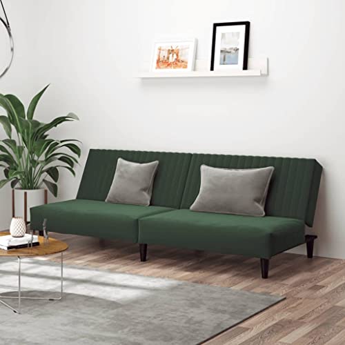 YITHOPI Schlafsofa 2-Sitzer Dunkelgrün Samt Wohnzimmersofas Wohnzimmersofa für Hotel von YITHOPI