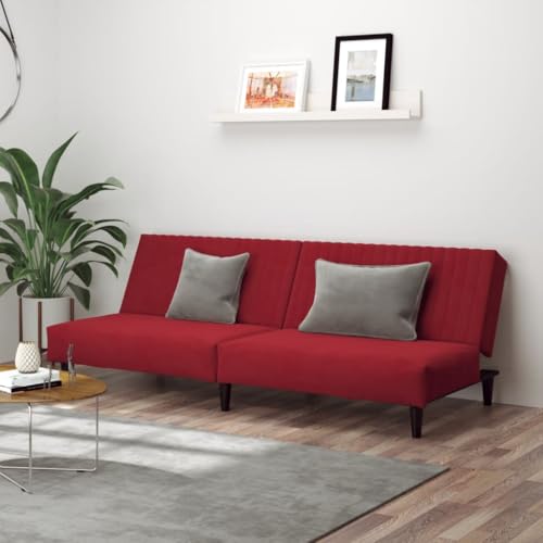 YITHOPI Schlafsofa 2-Sitzer Weinrot Samt Multifunktionales Sofa Wohnzimmersofas für Gästehaus von YITHOPI
