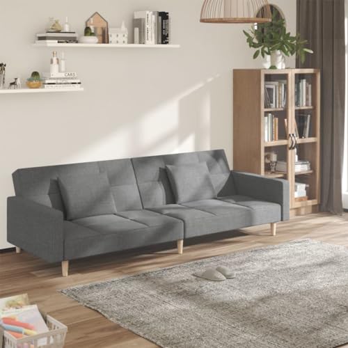 YITHOPI Schlafsofa 2-Sitzer mit 2 Kissen Hellgrau Stoff Wohnzimmersofa Multifunktionales Sofa für Hotel YITHOPI Schlafsofa 2-Sitzer mit 2 Kissen Hellgrau Stoff Wohnzimmersofa Multifunktionales Sofa für Hotel von YITHOPI