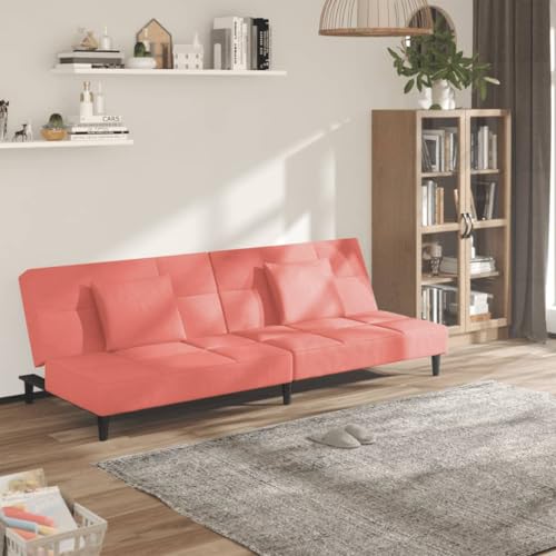 YITHOPI Schlafsofa 2-Sitzer mit 2 Kissen Rosa Samt Wohnzimmersofas Wohnzimmersofa für Büro YITHOPI Schlafsofa 2-Sitzer mit 2 Kissen Rosa Samt Wohnzimmersofas Wohnzimmersofa für Büro von YITHOPI
