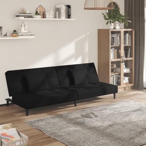 YITHOPI Schlafsofa 2-Sitzer mit 2 Kissen Schwarz Samt Wohnzimmersofas Multifunktionales Sofa für Gästehaus YITHOPI Schlafsofa 2-Sitzer mit 2 Kissen Schwarz Samt Wohnzimmersofas Multifunktionales Sofa für Gästehaus von YITHOPI
