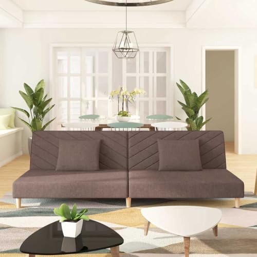 YITHOPI Schlafsofa 2-Sitzer mit 2 Kissen Taupe Stoff Bürosofas Multifunktionales Sofa für Wohnzimmer YITHOPI Schlafsofa 2-Sitzer mit 2 Kissen Taupe Stoff Bürosofas Multifunktionales Sofa für Wohnzimmer von YITHOPI