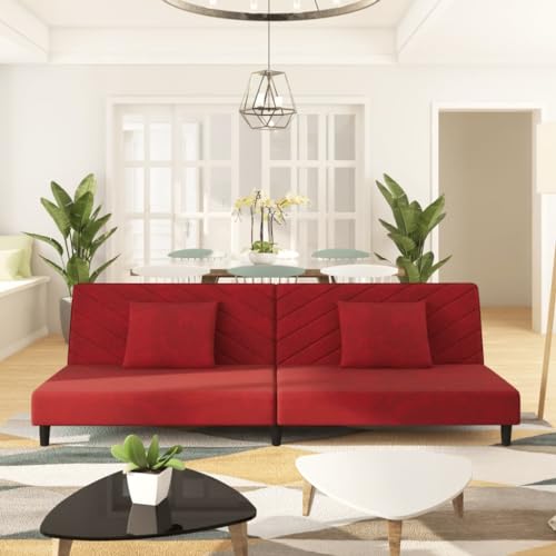 YITHOPI Schlafsofa 2-Sitzer mit 2 Kissen Weinrot Samt Bürosofas Multifunktionales Sofa für Gästehaus YITHOPI Schlafsofa 2-Sitzer mit 2 Kissen Weinrot Samt Bürosofas Multifunktionales Sofa für Gästehaus von YITHOPI