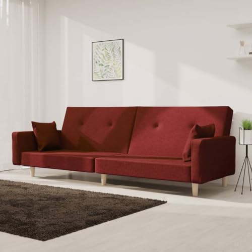 YITHOPI Schlafsofa 2-Sitzer mit 2 Kissen Weinrot Stoff Wohnzimmersofas Multifunktionales Sofa für Büro YITHOPI Schlafsofa 2-Sitzer mit 2 Kissen Weinrot Stoff Wohnzimmersofas Multifunktionales Sofa für Büro von YITHOPI