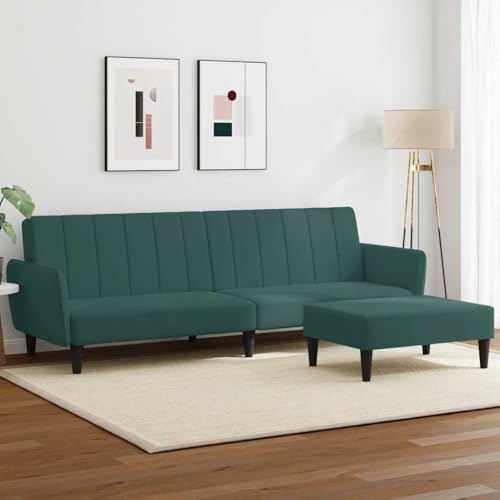 YITHOPI Schlafsofa 2-Sitzer mit Fußhocker Dunkelgrün Samt Schlafzimmersofas Multifunktionales Sofa für Gästehaus von YITHOPI