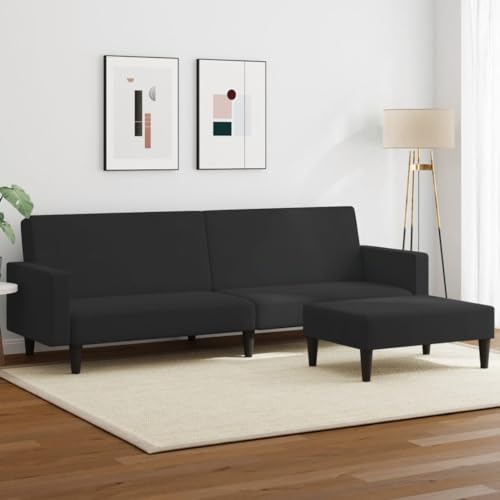 YITHOPI Schlafsofa 2-Sitzer mit Fußhocker Schwarz Samt Wohnzimmersofa Bürosofas für zweites Schlafzimmer YITHOPI Schlafsofa 2-Sitzer mit Fußhocker Schwarz Samt Wohnzimmersofa Bürosofas für zweites Schlafzimmer von YITHOPI