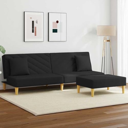 YITHOPI Schlafsofa 2-Sitzer mit Kissen und Fußhocker Schwarz Stoff Multifunktionales Sofa Bürosofas für Schlafzimmer YITHOPI Schlafsofa 2-Sitzer mit Kissen und Fußhocker Schwarz Stoff Multifunktionales Sofa Bürosofas für Schlafzimmer von YITHOPI