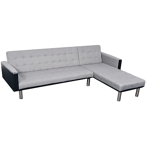 YITHOPI Schlafsofa L-Form Stoff Schwarz und Grau Bürosofas Schlafzimmersofas für zweites Schlafzimmer von YITHOPI