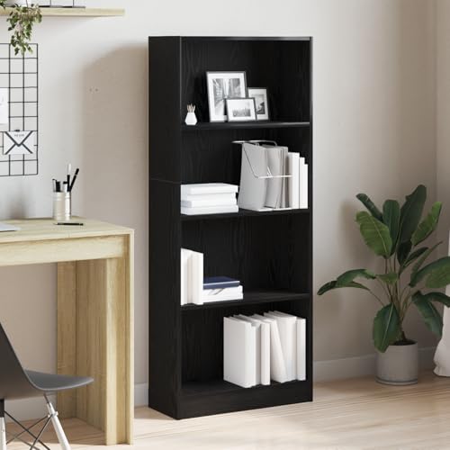 YITHOPI Schwarzes Eichen-Bücherregal – Büroregal Dekoratives Regal für Büro 60 x 24 x 143 cm – aus strapazierfähigem Holz von YITHOPI