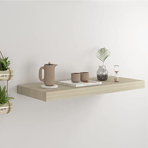YITHOPI Schwebendes Wandregal Eichefarben Wandboard Regal für Deko für Wohnzimmer Bad 60x23,5x3,8 cm MDF von YITHOPI