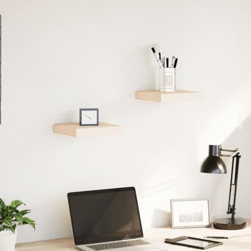 YITHOPI Schweberegal 2 STK. Bücherregal Schwebendes Wandregal für Schlafzimmer Büro 23x23,5x4 cm Holzwerkstoff von YITHOPI