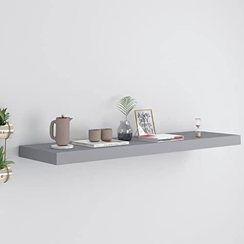 YITHOPI Schweberegal Grau Regal für Deko Wohnzimmerregal für Bad Schlafzimmer 90x23,5x3,8 cm MDF von YITHOPI