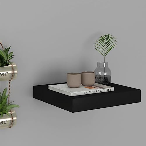 YITHOPI Schweberegal Schwarz Dekoratives Wandregal Dekoregal für Bad Büro 23x23,5x3,8 cm MDF von YITHOPI