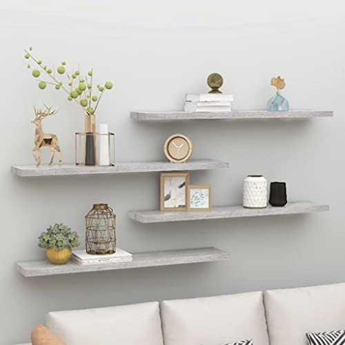 YITHOPI Schweberegale 4 STK. Betongrau Pflanzenregal Regal für Deko für Büro Bad 120x23,5x3,8 cm MDF YITHOPI Schweberegale 4 STK. Betongrau Pflanzenregal Regal für Deko für Büro Bad 120x23,5x3,8 cm MDF von YITHOPI