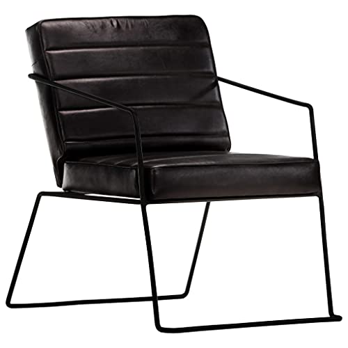 YITHOPI Sessel Schwarz Echtleder Wartezimmerstuhl Lesesessel für Wohnzimmer Büro von YITHOPI