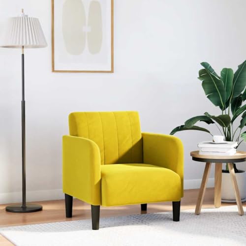 YITHOPI Sessel mit Armlehnen Gelb Wartezimmerstuhl Wohnzimmerstuhl für Wohnzimmer Hotel 54 cm Samt von YITHOPI