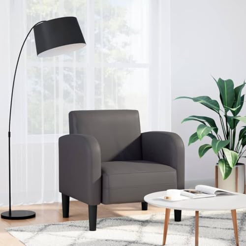 YITHOPI Sessel mit Armlehnen Grau Wohnzimmerstuhl Wohnzimmersessel für Wohnzimmer Büro 54 cm Kunstleder von YITHOPI