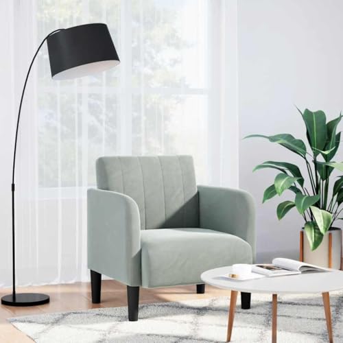 YITHOPI Sessel mit Armlehnen Hellgrau Küchenstuhl Wohnzimmerstuhl für Wohnzimmer Schlafzimmer 54 cm Samt von YITHOPI
