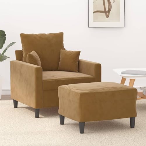 YITHOPI Sessel mit Hocker Braun Wohnzimmersofas Bürosofas für Büro 60 cm Samt YITHOPI Sessel mit Hocker Braun Wohnzimmersofas Bürosofas für Büro 60 cm Samt von YITHOPI
