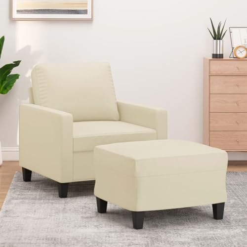 YITHOPI Sessel mit Hocker Creme Schlafzimmersofas Multifunktionales Sofa für Wohnzimmer 60 cm Kunstleder YITHOPI Sessel mit Hocker Creme Schlafzimmersofas Multifunktionales Sofa für Wohnzimmer 60 cm Kunstleder von YITHOPI