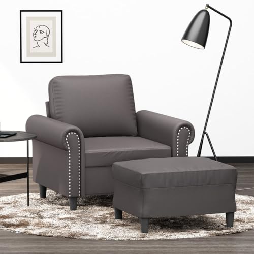 YITHOPI Sessel mit Hocker Grau Schlafzimmersofas Multifunktionales Sofa für Wohnzimmer 60 cm Kunstleder von YITHOPI