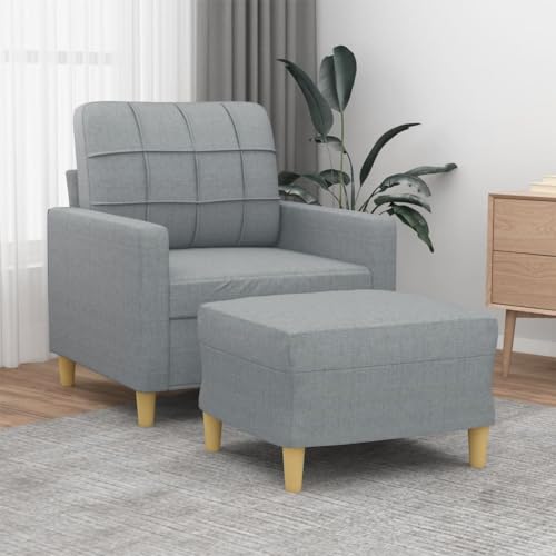 YITHOPI Sessel mit Hocker Hellgrau Wohnzimmersofa Bürosofas für Gästehaus 60 cm Stoff YITHOPI Sessel mit Hocker Hellgrau Wohnzimmersofa Bürosofas für Gästehaus 60 cm Stoff von YITHOPI