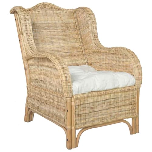 YITHOPI Sessel mit Kissen Natur-Rattan und Leinen Wohnzimmersofas Wohnzimmersofa für Gästehaus YITHOPI Sessel mit Kissen Natur-Rattan und Leinen Wohnzimmersofas Wohnzimmersofa für Gästehaus von YITHOPI