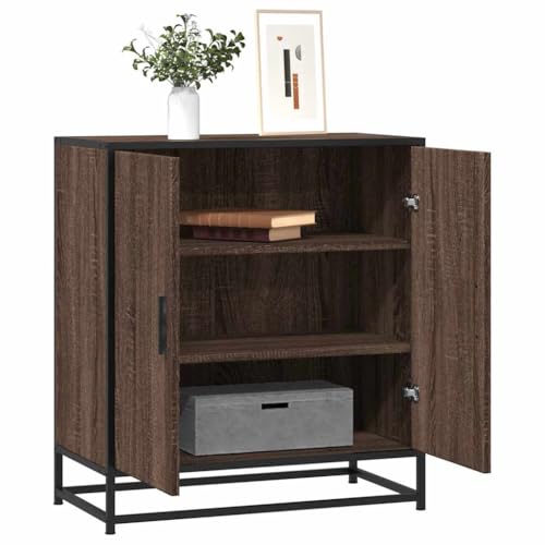 YITHOPI Sideboard Braun Eichen-Optik Schlafzimmer-Schränke für Schlafzimmer Wohnzimmer 68x35x76 cm Holzwerkstoff & Metall von YITHOPI