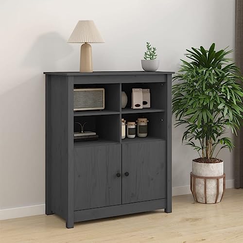 YITHOPI Sideboard Grau Aufbewahrungsmöbel für Küche Wohnzimmer 83x41,5x100 cm Massivholz Kiefer von YITHOPI