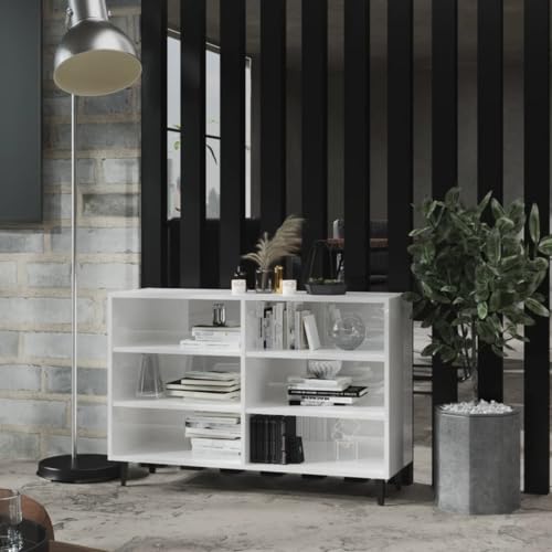 YITHOPI Sideboard Hochglanz-Weiß flurschrank für Wohnzimmer Schlafzimmer 103,5x35x70 cm Holzwerkstoff von YITHOPI