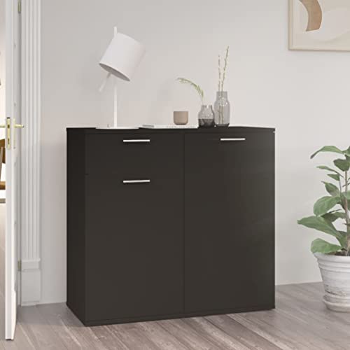 YITHOPI Sideboard Schwarz Aufbewahrungsmöbel für Schlafzimmer Wohnzimmer 80x36x75 cm Holzwerkstoff von YITHOPI