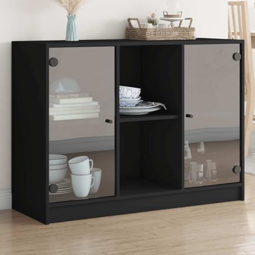 YITHOPI Sideboard Schwarz Wohnzimmerschrank für Wohnzimmer Schlafzimmer 102x37x75,5 cm Holzwerkstoff von YITHOPI