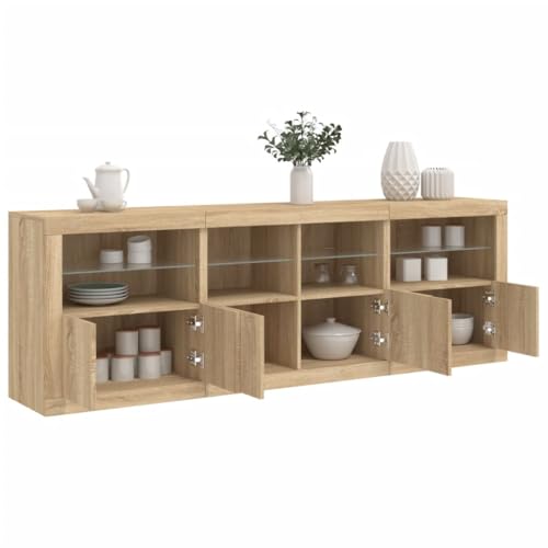 YITHOPI Sideboard mit LED-Leuchten Sonoma-Eiche Wohnzimmerschrank für Wohnzimmer Küche 202x37x67 cm von YITHOPI