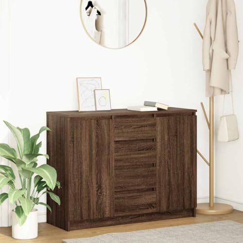 YITHOPI Sideboard mit Schubladen Braun Eichen-Optik Wohnzimmerschränke für Diele Wohnzimmer 100,5x35x76 cm von YITHOPI