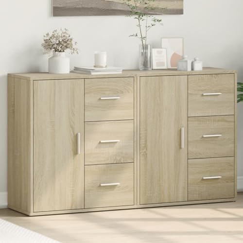 YITHOPI Sideboards 2 STK. Sonoma-Eiche Wohnzimmerschrank für Schlafzimmer Wohnzimmer 60x31x70 cm Holzwerkstoff von YITHOPI