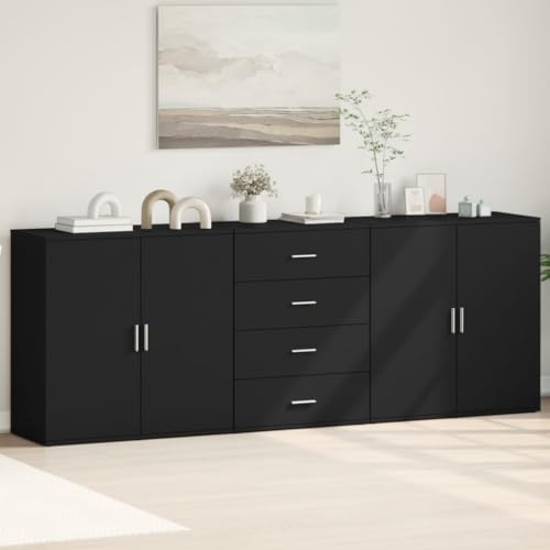 YITHOPI Sideboards 3 STK. Schwarz Holzwerkstoff Schlafzimmer-Schränke für Küche Diele YITHOPI Sideboards 3 STK. Schwarz Holzwerkstoff Schlafzimmer-Schränke für Küche Diele von YITHOPI