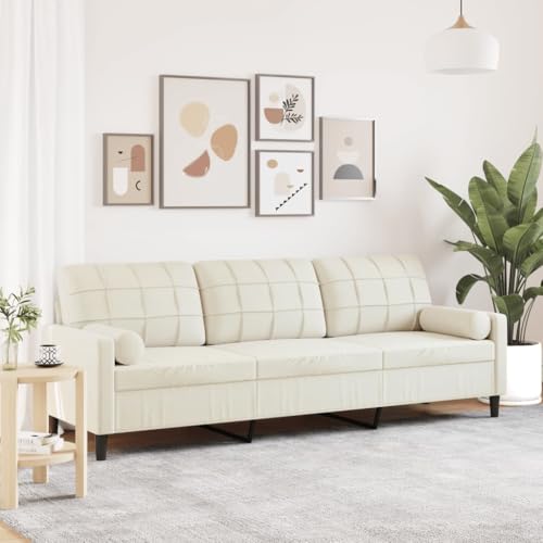 YITHOPI Sofa 3-Sitzer mit Zierkissen Creme Multifunktionales Sofa Schlafzimmersofas für Gästehaus 210 cm Samt von YITHOPI