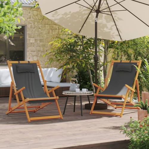 YITHOPI Strandstühle 2 STK. Klappbar Grau Stoff Balkonstühle Gartenbestuhlung für Terrassen YITHOPI Strandstühle 2 STK. Klappbar Grau Stoff Balkonstühle Gartenbestuhlung für Terrassen von YITHOPI