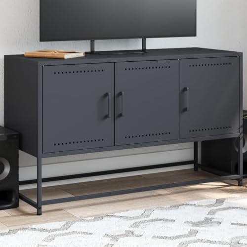 YITHOPI TV-Schrank Anthrazit Multifunktionaler TV-Ständer Fernsehmöbel für Arbeitszimmer Schlafzimmer 100,5x39x60,5 cm Stahl von YITHOPI