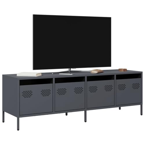 YITHOPI TV-Schrank Anthrazit Multifunktionaler TV-Ständer Fernsehschrank für Arbeitszimmer Büro 135x39x43,5 cm Kaltgewalzter Stahl von YITHOPI
