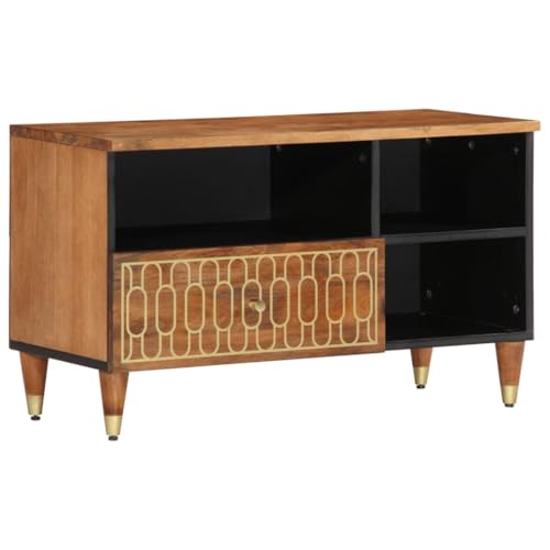 YITHOPI TV-Schrank Konsole Fernsehtisch für Arbeitszimmer Wohnzimmer 80x33x46 cm Massivholz Mango von YITHOPI