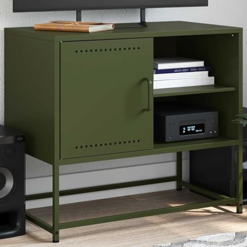 YITHOPI TV-Schrank Olivgrün TV Schrank Fernsehmöbel für Wohnzimmer Arbeitszimmer 68x39x60,5 cm Stahl von YITHOPI