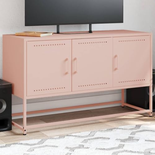 YITHOPI TV-Schrank Rosa Fernsehtisch Medienschrank für Büro Schlafzimmer 100,5x39x60,5 cm Stahl von YITHOPI