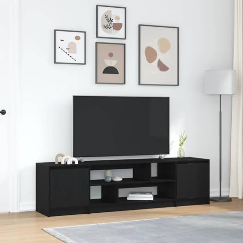 YITHOPI TV-Schrank Schwarz Eiche-Optik Wohnzimmerschrank TV Möbel für Schlafzimmer Büro 188,5x41x50 cm Holzwerkstoff von YITHOPI