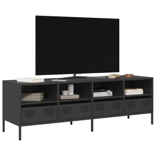 YITHOPI TV-Schrank Schwarz Konsole Multifunktionaler TV-Ständer für Arbeitszimmer Empfangsraum 135x39x43,5 cm Kaltgewalzter Stahl von YITHOPI