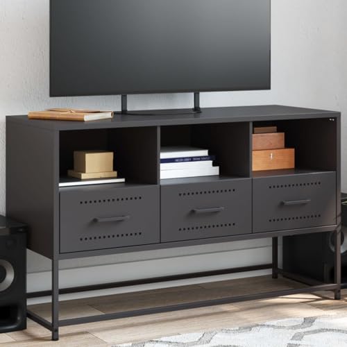 YITHOPI TV-Schrank Schwarz Medienschrank Wohnzimmertisch für Wohnzimmer Schlafzimmer 100,5x39x60,5 cm Stahl YITHOPI TV-Schrank Schwarz Medienschrank Wohnzimmertisch für Wohnzimmer Schlafzimmer 100,5x39x60,5 cm Stahl von YITHOPI