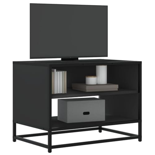 YITHOPI TV-Schrank Schwarz Multifunktionaler TV-Ständer Fernsehmöbel für Empfangsraum Schlafzimmer 61x40x46 cm Holzwerkstoff und Metall von YITHOPI