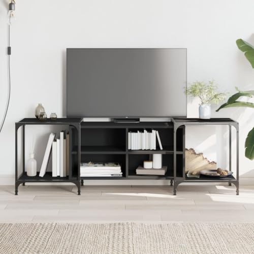 YITHOPI TV-Schrank Schwarz Wohnzimmertisch Medienschrank für Empfangsraum Arbeitszimmer 153x37x50 cm Holzwerkstoff von YITHOPI